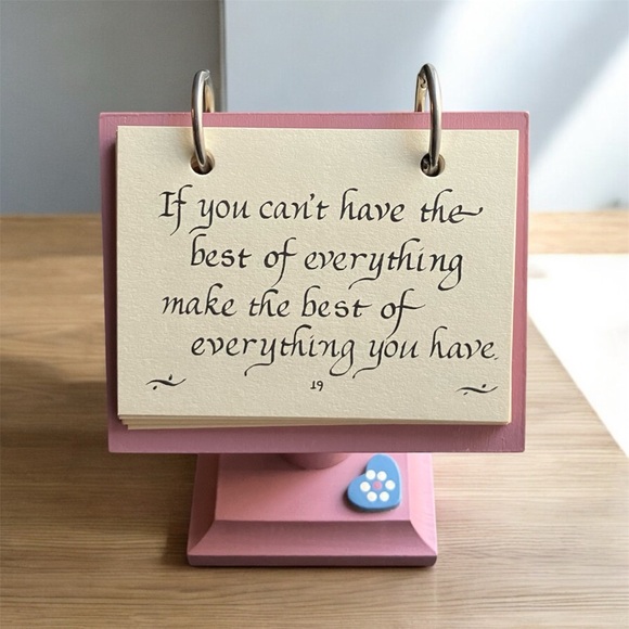 Vintage Pink Wood Country Craft Encouraging Words Recipe Cards Pedestal Flowers - Picture 6 of 9